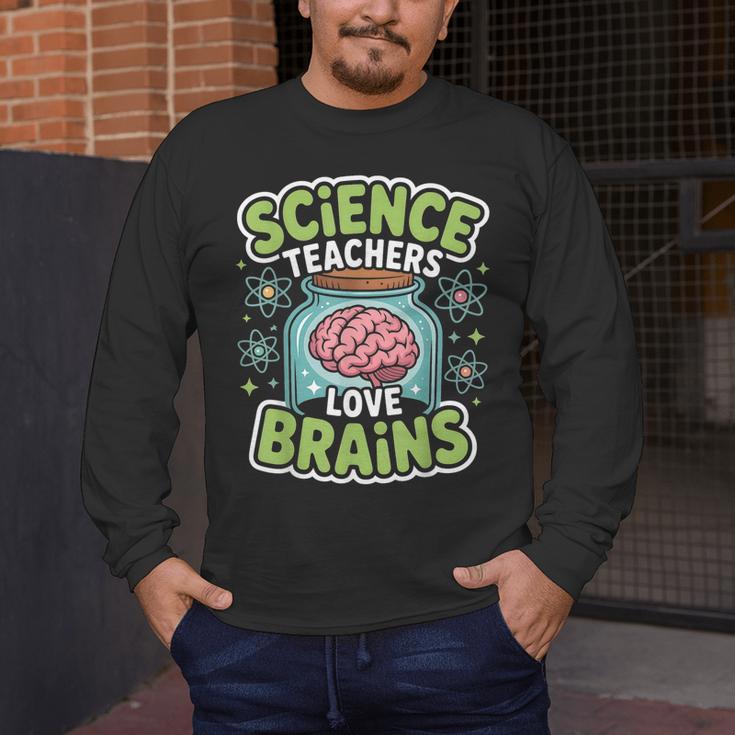 Teacher Halloween Costume Science Teachers Love Brains Men's Long Sleeve T-Shirt, funny design