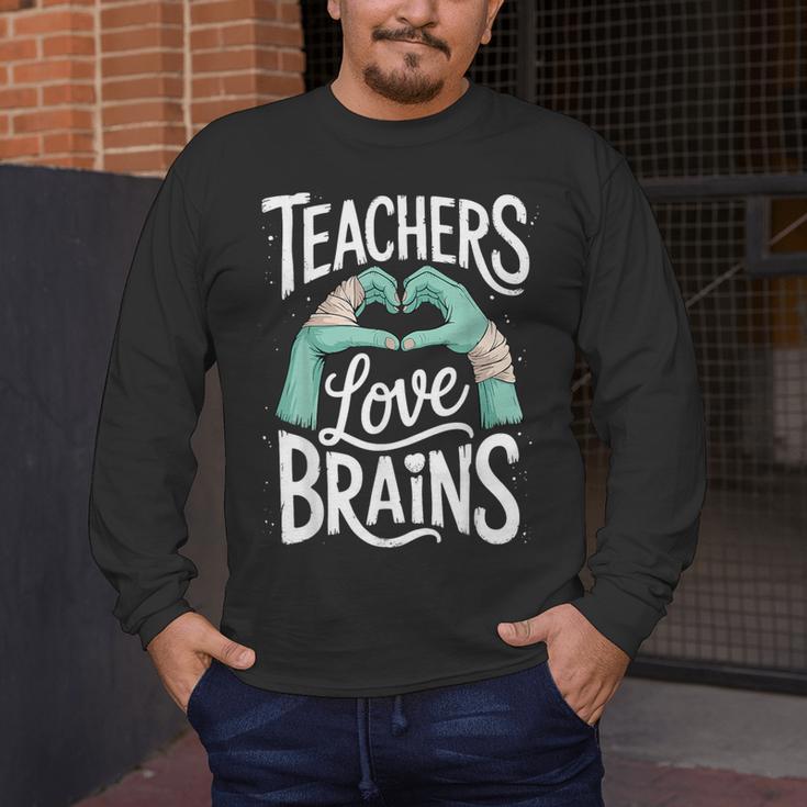 Teacher Halloween Shirt Women Men Teachers Love Brains Men's Long Sleeve T-Shirt, funny design Teacher Halloween Shirt Women Men Teachers Love Brains Men's Long Sleeve T-Shirt, funny design