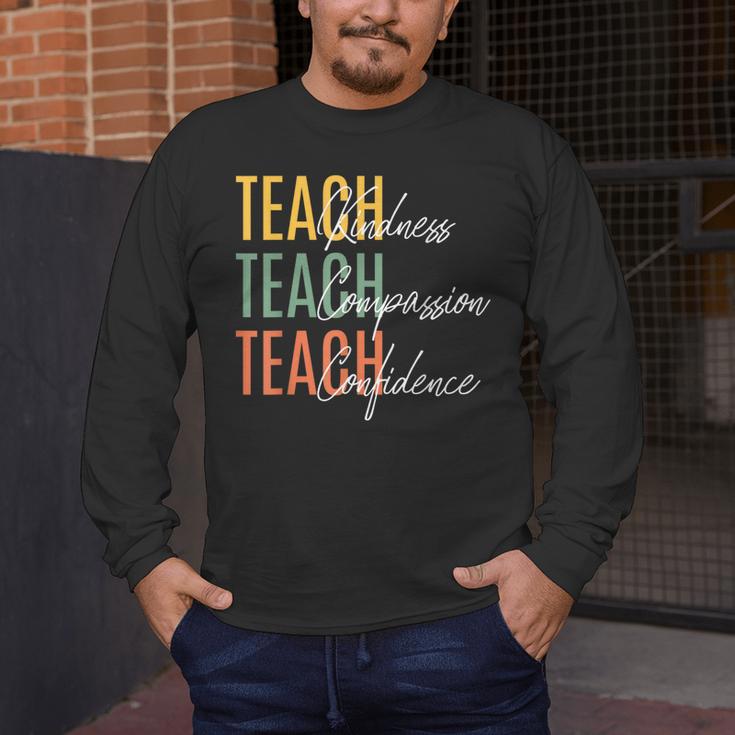 Teacher Kindness Compassion Confidence Teaching Men's Long Sleeve T-Shirt, funny design Teacher Kindness Compassion Confidence Teaching Men's Long Sleeve T-Shirt, funny design