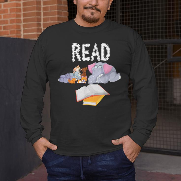 Teacher Library Read Book Club Piggie Elephant Pigeons Men Women Kids Men's Long Sleeve T-Shirt, funny design