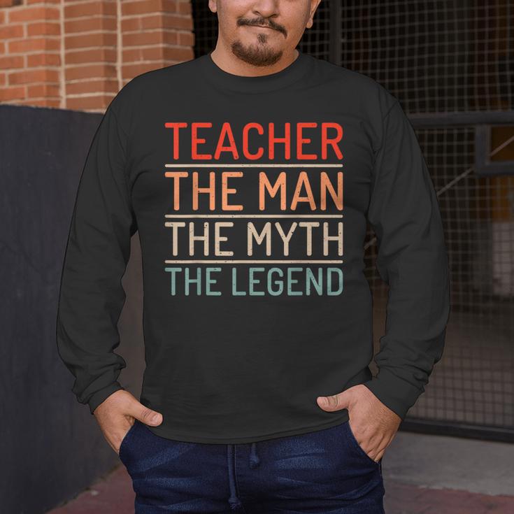 Teacher The Man The Myth The Legend School Holiday Teacher Men's Long Sleeve T-Shirt, funny design