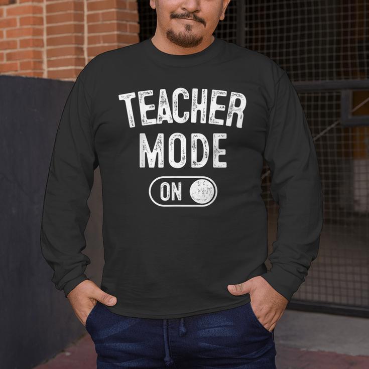 Teacher Mode On School Education Educator Men's Long Sleeve T-Shirt, funny design Teacher Mode On School Education Educator Men's Long Sleeve T-Shirt, funny design