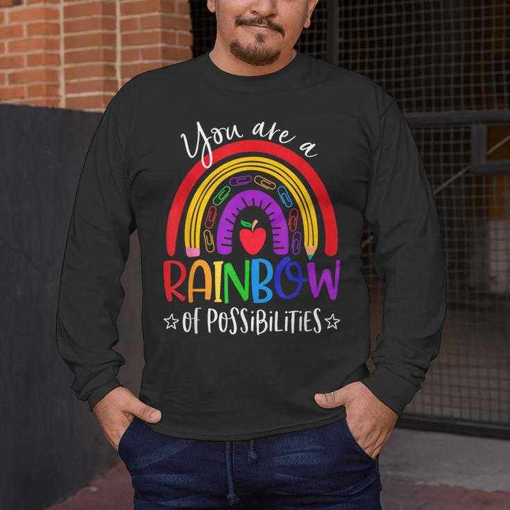 Teacher You Are a Rainbow Of Possibilities Funny Men's Long Sleeve T-Shirt, funny design Teacher You Are a Rainbow Of Possibilities Funny Men's Long Sleeve T-Shirt, funny design