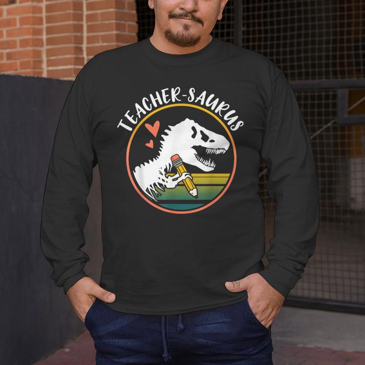 Teacher-Saurus Dinosaur Teacher Design T-Rex Design Men's Long Sleeve T-Shirt, funny design