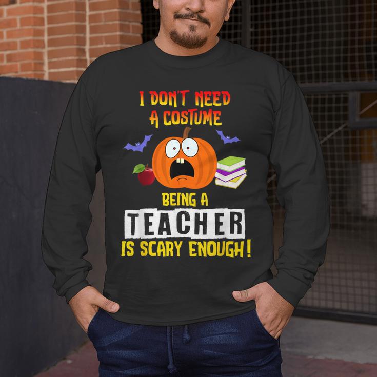 Being a Teacher Is Scary Enough Halloween Men's Long Sleeve T-Shirt, funny design Being a Teacher Is Scary Enough Halloween Men's Long Sleeve T-Shirt, funny design