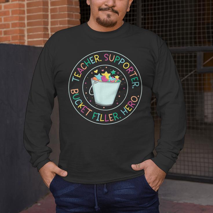 Teacher Supporter Bucket Filler Hero Men's Long Sleeve T-Shirt, funny design