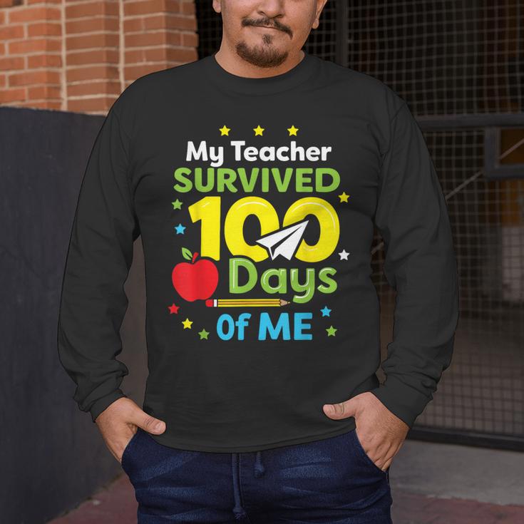 My Teacher Survived 100 Days Of Me Men's Long Sleeve T-Shirt, funny design My Teacher Survived 100 Days Of Me Men's Long Sleeve T-Shirt, funny design