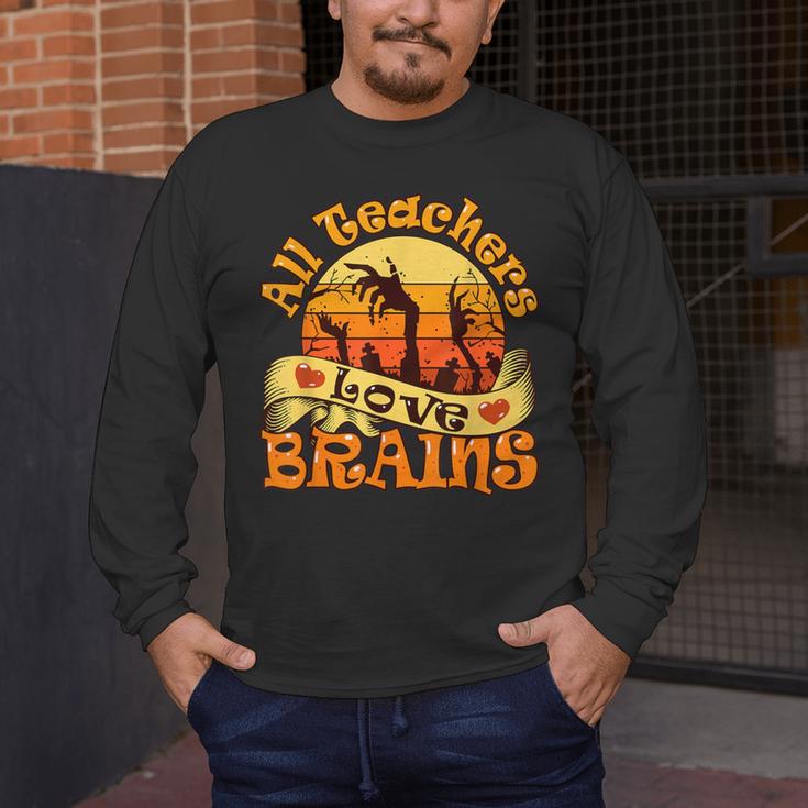 Teacher All Teachers Love Brains Halloween Party Men's Long Sleeve T-Shirt, funny design Teacher All Teachers Love Brains Halloween Party Men's Long Sleeve T-Shirt, funny design