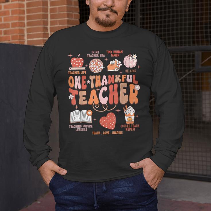 Teacher Thanksgiving Shirt Women One Thankful Teacher Fall Men's Long Sleeve T-Shirt, funny design