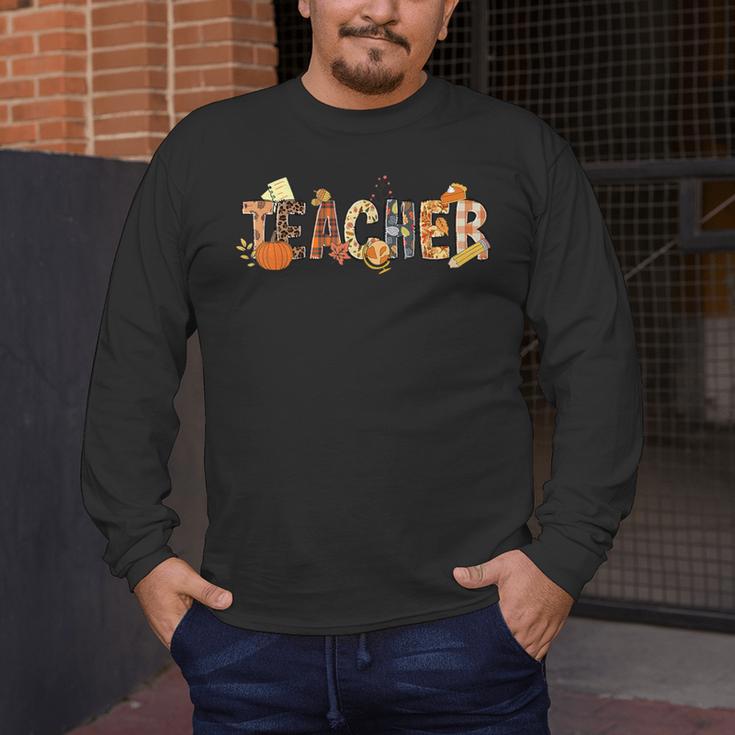 Teacher Thanksgiving Women Autumn Fall Halloween Pumpkin Tee Men's Long Sleeve T-Shirt, funny design Teacher Thanksgiving Women Autumn Fall Halloween Pumpkin Tee Men's Long Sleeve T-Shirt, funny design