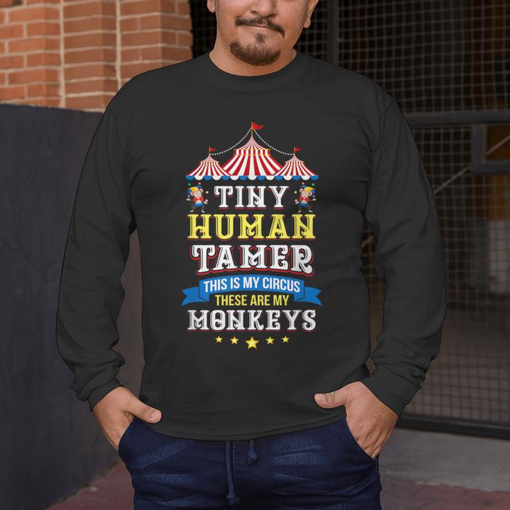 Teacher Tiny Human Tamer This My Circus These Are My Monkeys Men's Long Sleeve T-Shirt, funny design