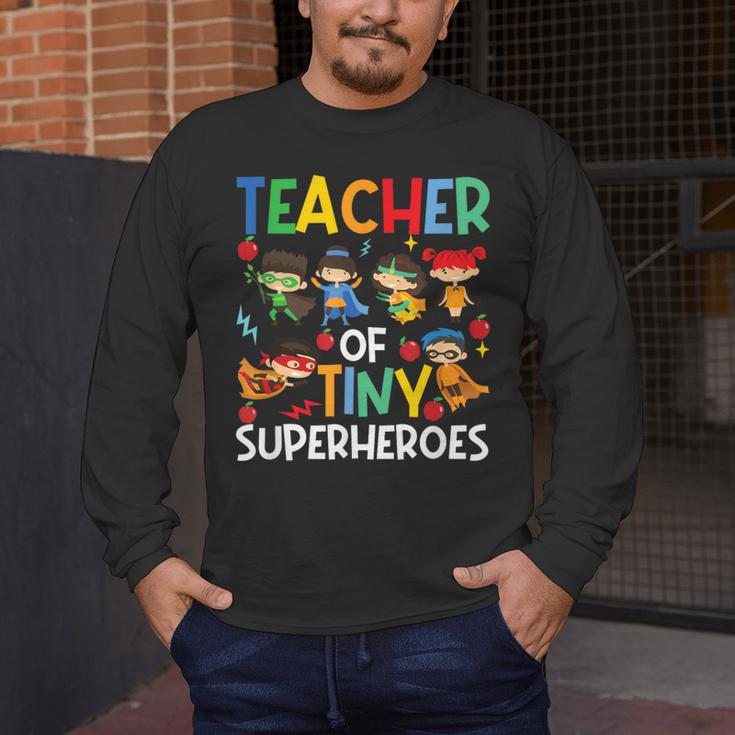 Teacher Of Tiny Superheroes Teach 100th Day Of School Men Women Girls Kids Men's Long Sleeve T-Shirt, funny design Teacher Of Tiny Superheroes Teach 100th Day Of School Men Women Girls Kids Men's Long Sleeve T-Shirt, funny design