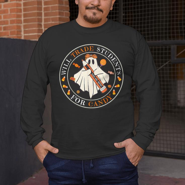 Teacher Will Trade Students For Candy Easy Halloween Costume Men's Long Sleeve T-Shirt, funny design Teacher Will Trade Students For Candy Easy Halloween Costume Men's Long Sleeve T-Shirt, funny design