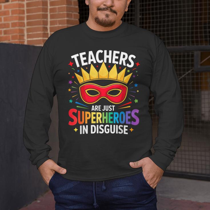 Teachers Are Just Superheroes In Disguise Fun Back To School Men's Long Sleeve T-Shirt, funny design Teachers Are Just Superheroes In Disguise Fun Back To School Men's Long Sleeve T-Shirt, funny design
