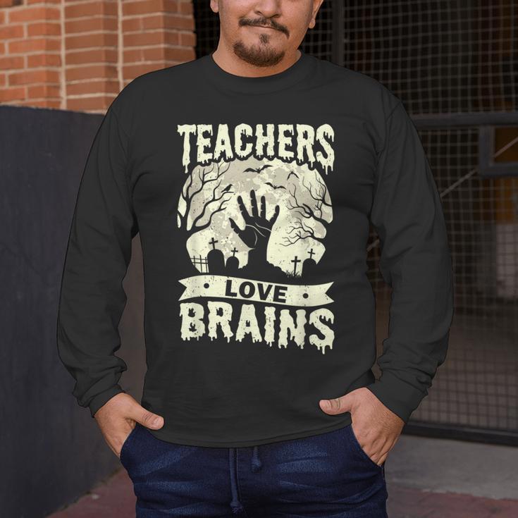 Teachers Love Brains Halloween Costume Boo Trick Teach Men's Long Sleeve T-Shirt, funny design Teachers Love Brains Halloween Costume Boo Trick Teach Men's Long Sleeve T-Shirt, funny design