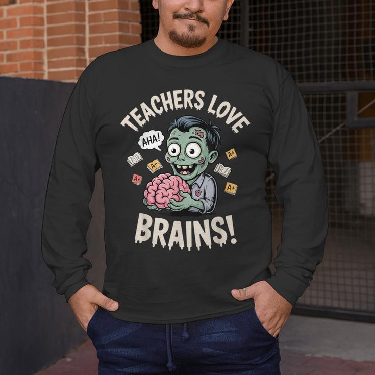 Teachers Love Brains Shirt Men Women Teacher Halloween Men's Long Sleeve T-Shirt, funny design Teachers Love Brains Shirt Men Women Teacher Halloween Men's Long Sleeve T-Shirt, funny design