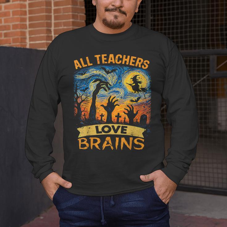 All Teachers Love Brains Shirt Teacher Halloween Tee Men's Long Sleeve T-Shirt, funny design All Teachers Love Brains Shirt Teacher Halloween Tee Men's Long Sleeve T-Shirt, funny design