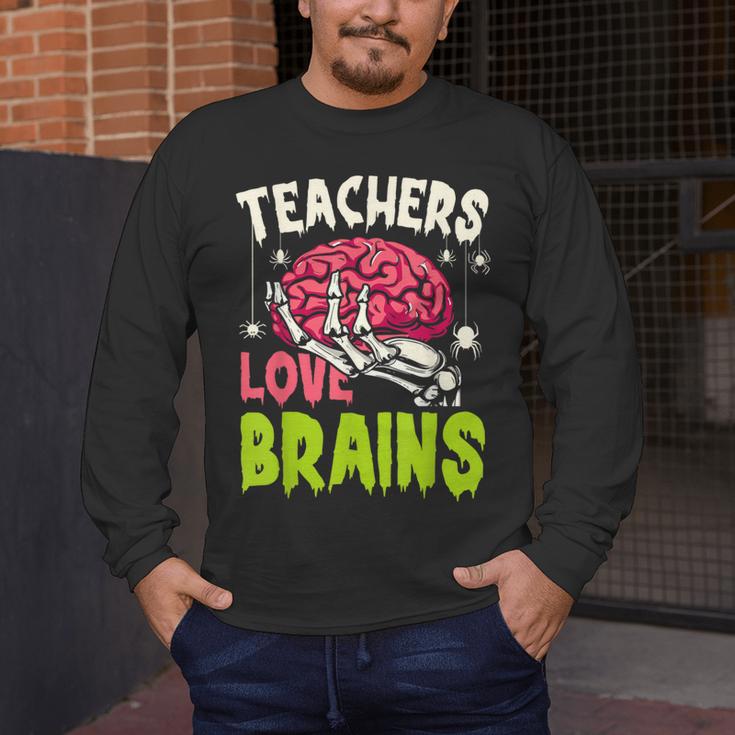 Teachers Love Brains Skeleton Halloween Teacher Funny Men's Long Sleeve T-Shirt, funny design Teachers Love Brains Skeleton Halloween Teacher Funny Men's Long Sleeve T-Shirt, funny design