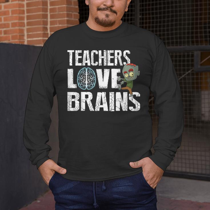 Teachers Love Brains Zombie Halloween Hilarious Men's Long Sleeve T-Shirt, funny design Teachers Love Brains Zombie Halloween Hilarious Men's Long Sleeve T-Shirt, funny design
