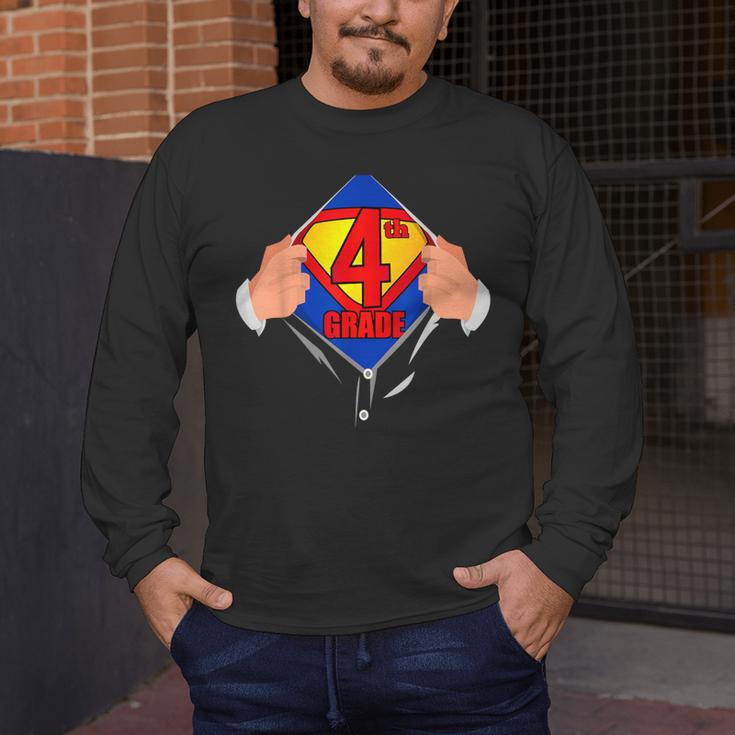 Teachers Are Superheroes 4th Grade Super Teacher Staff Men Women Men's Long Sleeve T-Shirt, funny design