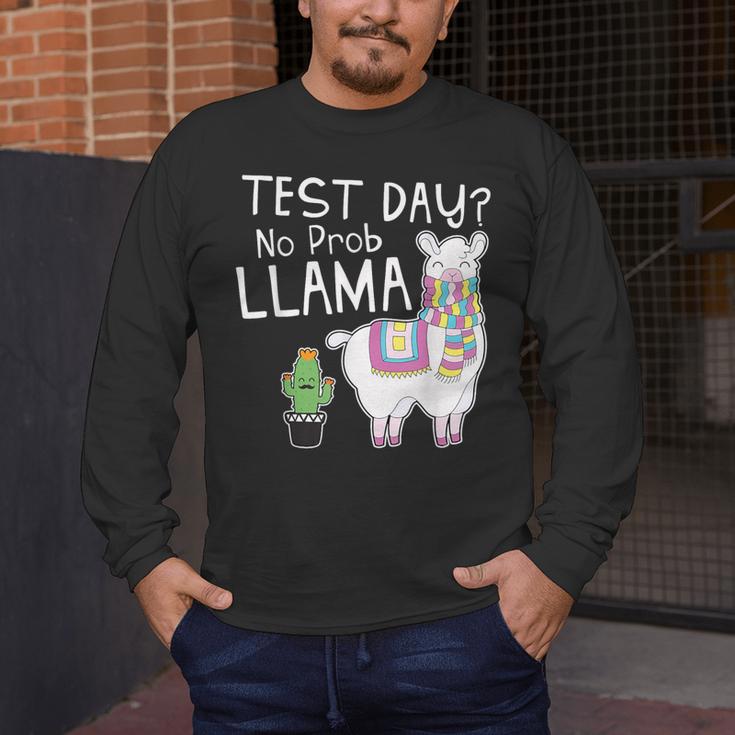 Teachers Testing Day Test Day No Prob Llama Teacher Men's Long Sleeve T-Shirt, funny design Teachers Testing Day Test Day No Prob Llama Teacher Men's Long Sleeve T-Shirt, funny design