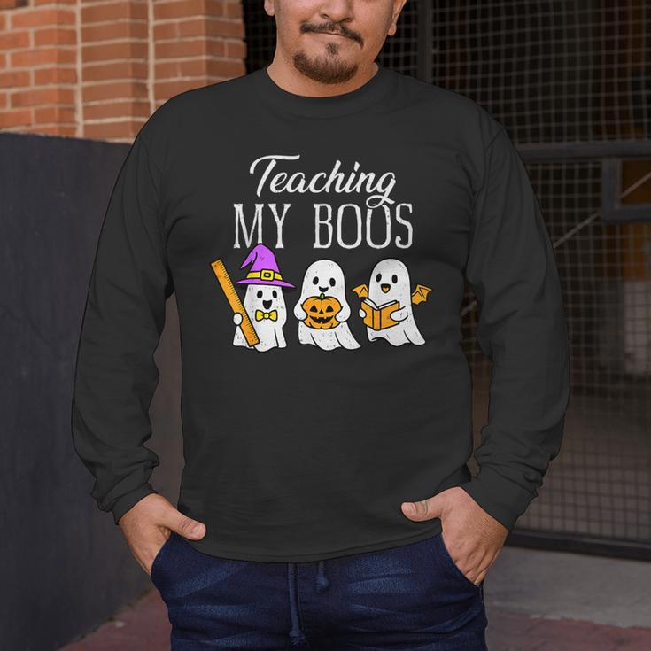 Teaching My Boos Ghost Teacher Halloween Spooky Educator Men's Long Sleeve T-Shirt, funny design