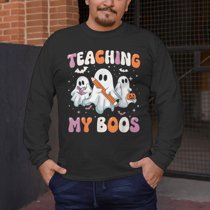 Teaching My Boos Teacher Cute Ghost Teacher Halloween Men's Long Sleeve T-Shirt, funny design Teaching My Boos Teacher Cute Ghost Teacher Halloween Men's Long Sleeve T-Shirt, funny design