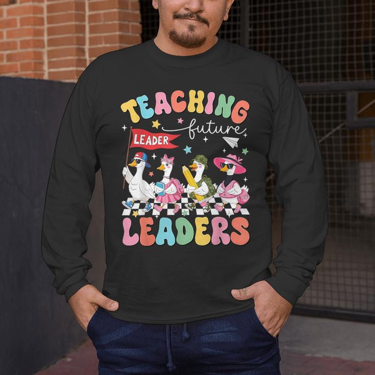 Teaching Future Leaders Groovy Teacher Back To School Men's Long Sleeve T-Shirt, funny design Teaching Future Leaders Groovy Teacher Back To School Men's Long Sleeve T-Shirt, funny design