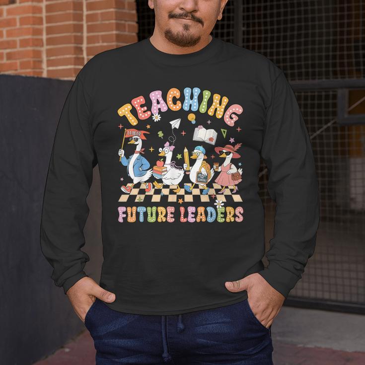 Teaching Future Leaders Teacher Back To School Cute Goose Men's Long Sleeve T-Shirt, funny design Teaching Future Leaders Teacher Back To School Cute Goose Men's Long Sleeve T-Shirt, funny design