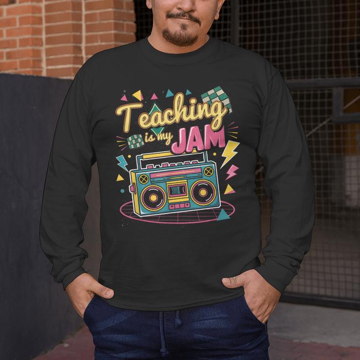 Teaching Is My Jam Groovy Retro Teacher Back To School Men's Long Sleeve T-Shirt, funny design Teaching Is My Jam Groovy Retro Teacher Back To School Men's Long Sleeve T-Shirt, funny design