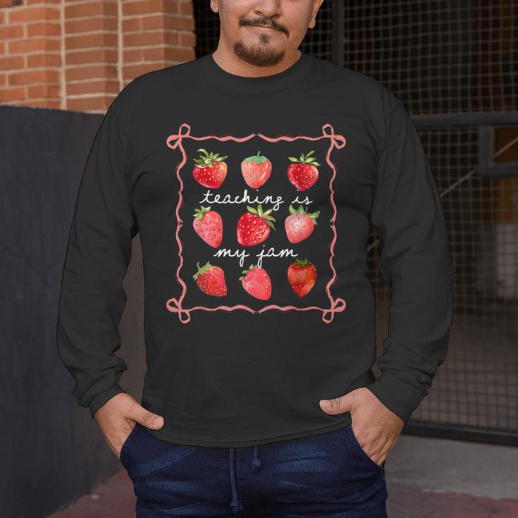 Teaching Is My Jam Strawberry Kinder Team Teacher Men's Long Sleeve T-Shirt, funny design Teaching Is My Jam Strawberry Kinder Team Teacher Men's Long Sleeve T-Shirt, funny design