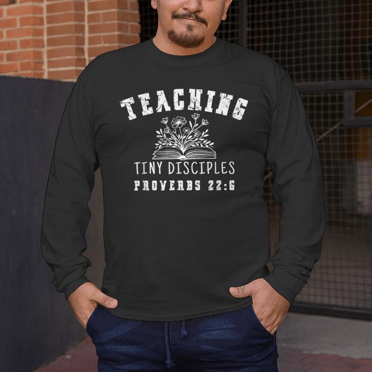 Teaching Tiny Disciples Christian Bible Verse Teacher Men's Long Sleeve T-Shirt, funny design Teaching Tiny Disciples Christian Bible Verse Teacher Men's Long Sleeve T-Shirt, funny design