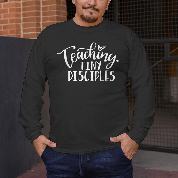 Teaching Tiny Disciples Christian Teacher Men's Long Sleeve T-Shirt, funny design Teaching Tiny Disciples Christian Teacher Men's Long Sleeve T-Shirt, funny design