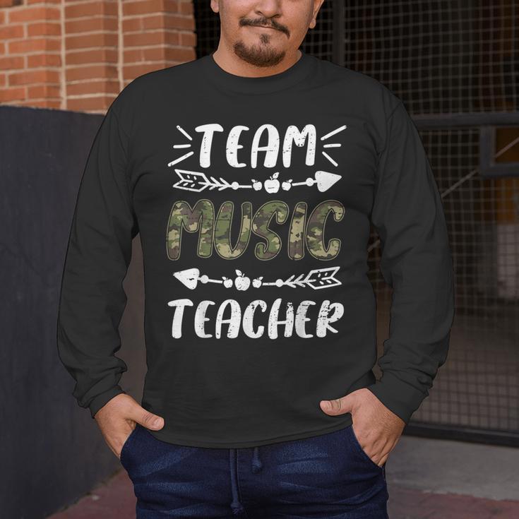 Team Music Teacher Camo Teacher Student Back To School Men's Long Sleeve T-Shirt, funny design Team Music Teacher Camo Teacher Student Back To School Men's Long Sleeve T-Shirt, funny design