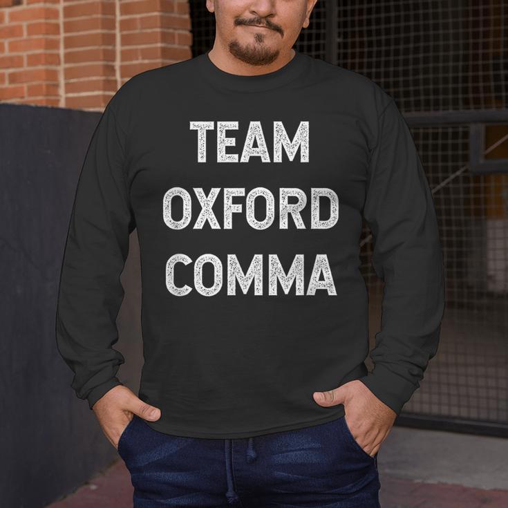 Team Oxford Comma English Majors And Teachers For Men Women Girls Kids Men's Long Sleeve T-Shirt, funny design