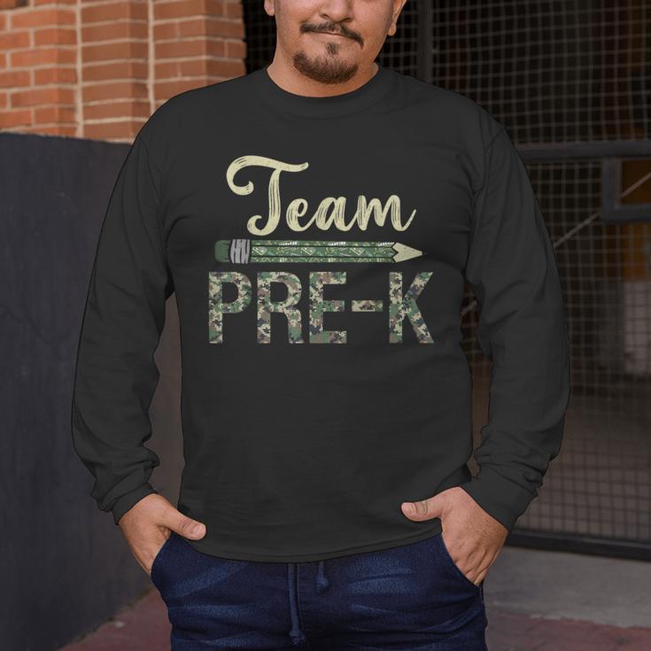Team Pre-K Camo Pre-K Teacher Camouflage Men's Long Sleeve T-Shirt, funny design Team Pre-K Camo Pre-K Teacher Camouflage Men's Long Sleeve T-Shirt, funny design