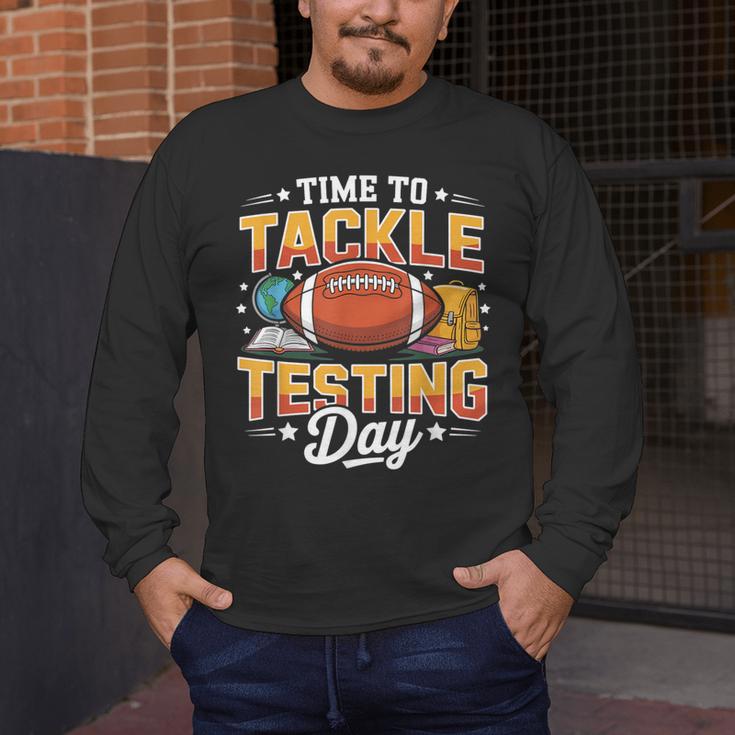 Test Day State Football Tackle Testing Day Sports Teacher Men's Long Sleeve T-Shirt, funny design