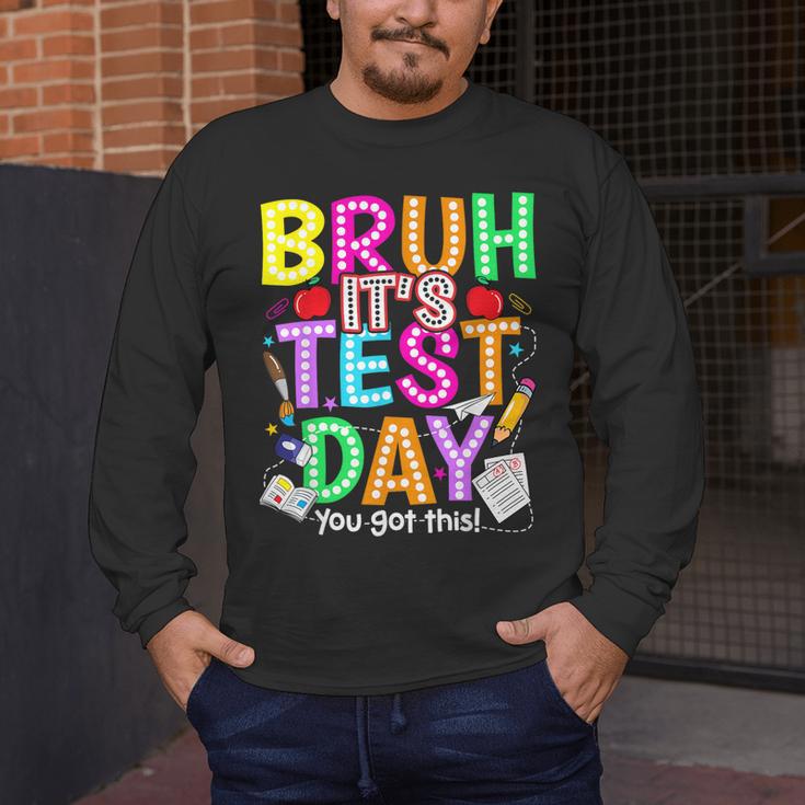 Testing Day Bruh It’s Test Day You Got This Teacher Student Men's Long Sleeve T-Shirt, funny design Testing Day Bruh It’s Test Day You Got This Teacher Student Men's Long Sleeve T-Shirt, funny design