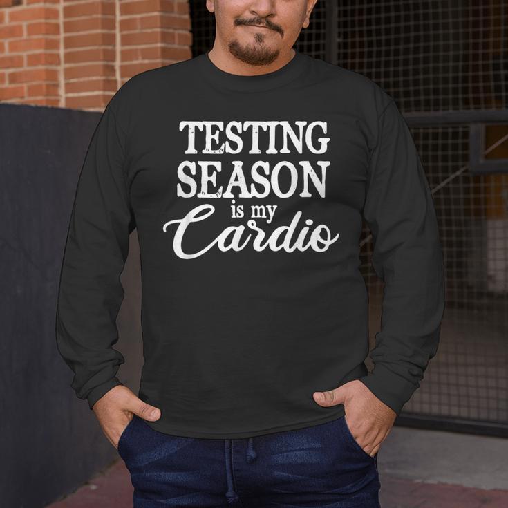 Testing Season Is My Cardio Teacher Test Day Men's Long Sleeve T-Shirt, funny design Testing Season Is My Cardio Teacher Test Day Men's Long Sleeve T-Shirt, funny design