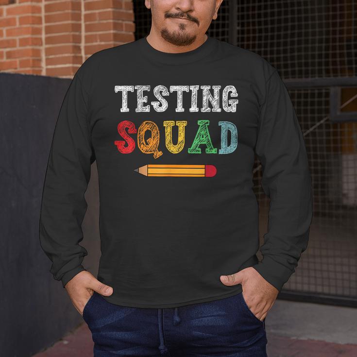 Testing Squad Costume Test Day Teacher Student School Men's Long Sleeve T-Shirt, funny design Testing Squad Costume Test Day Teacher Student School Men's Long Sleeve T-Shirt, funny design