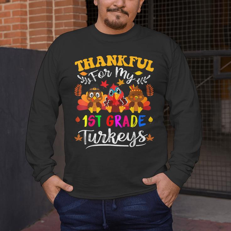 Thankful For My 1st Grade Turkeys Thanksgiving Teacher Fall Men's Long Sleeve T-Shirt, funny design Thankful For My 1st Grade Turkeys Thanksgiving Teacher Fall Men's Long Sleeve T-Shirt, funny design