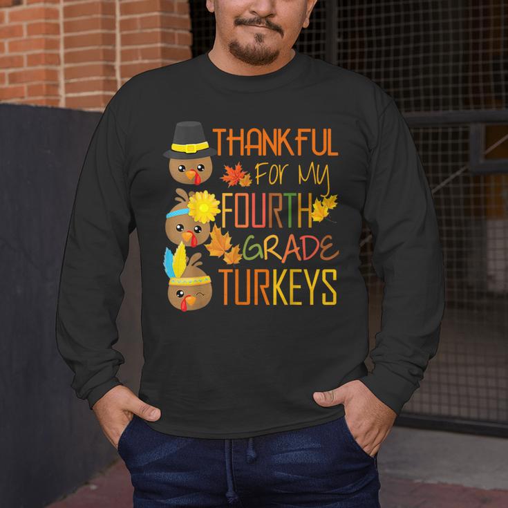 Thankful For My 4th Grade Turkey Thanksgiving Turkey Teacher Men's Long Sleeve T-Shirt, funny design Thankful For My 4th Grade Turkey Thanksgiving Turkey Teacher Men's Long Sleeve T-Shirt, funny design