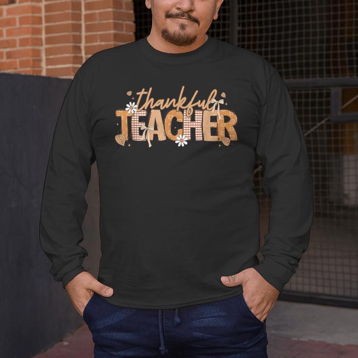 Thankful Teacher Autumn Fall Teacher Thanksgiving Youth Men's Long Sleeve T-Shirt, funny design