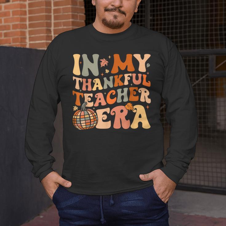 In My Thankful Teacher Era Cute Groovy Thanksgiving Teacher Men's Long Sleeve T-Shirt, funny design In My Thankful Teacher Era Cute Groovy Thanksgiving Teacher Men's Long Sleeve T-Shirt, funny design