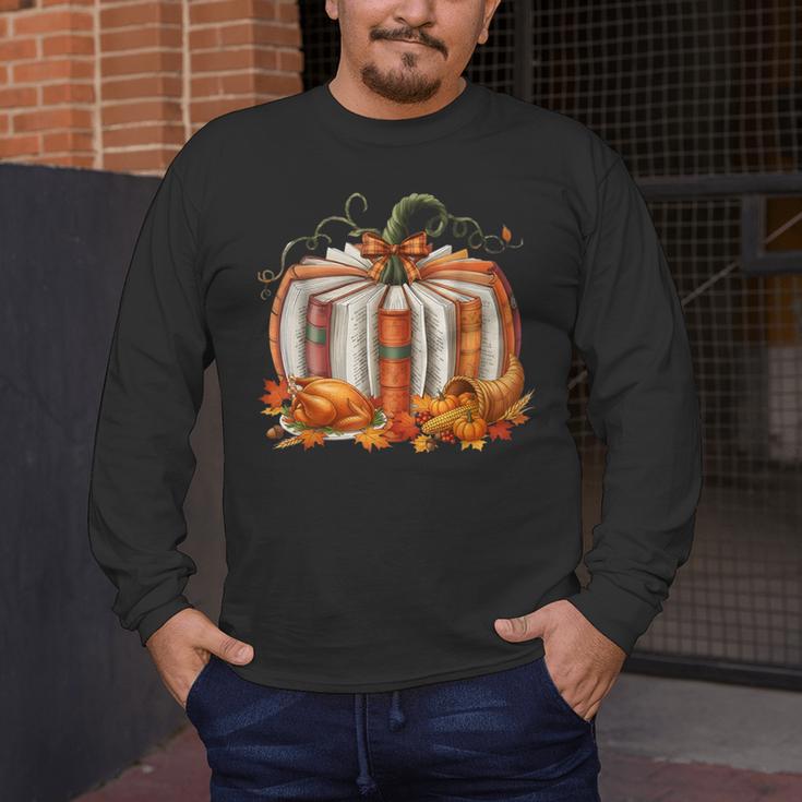 Thanksgiving Book Pumpkin Reading Teachers Fall Lovers Boys Men's Long Sleeve T-Shirt, funny design Thanksgiving Book Pumpkin Reading Teachers Fall Lovers Boys Men's Long Sleeve T-Shirt, funny design