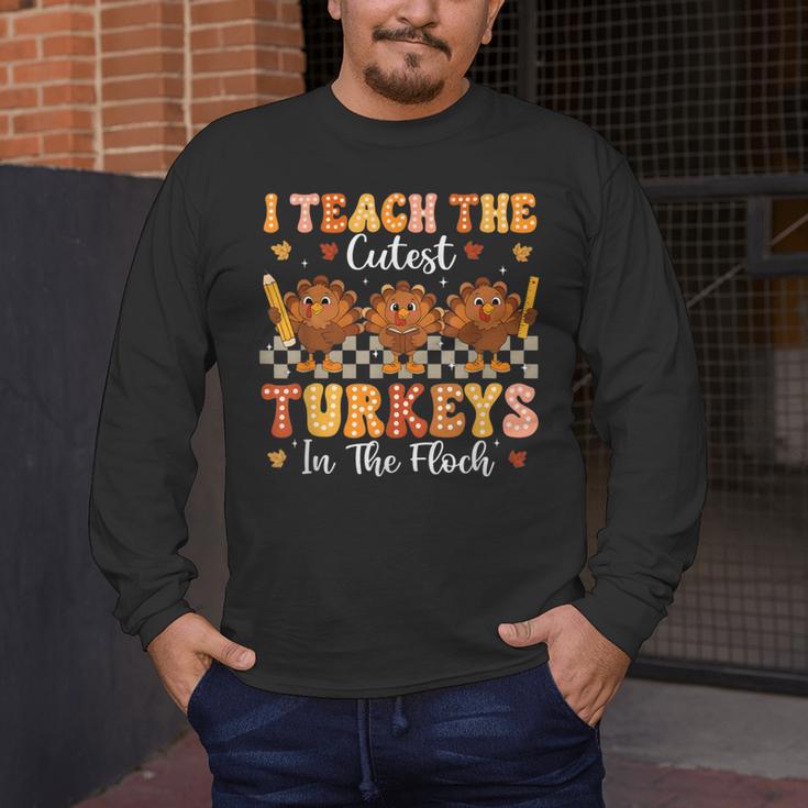 Thanksgiving Teacher I Teach The Cutest Turkeys In The Flock Men's Long Sleeve T-Shirt, funny design Thanksgiving Teacher I Teach The Cutest Turkeys In The Flock Men's Long Sleeve T-Shirt, funny design