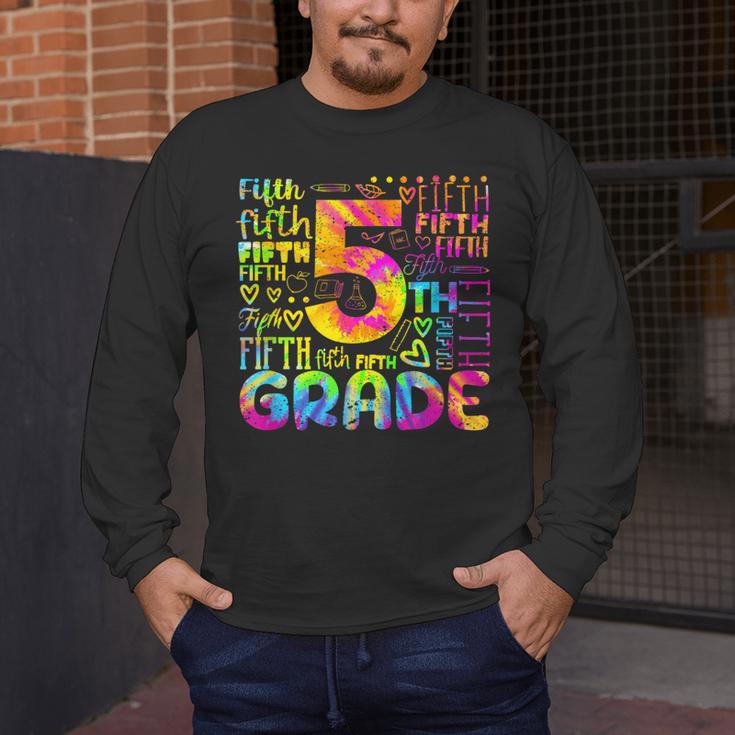 Tie Dye 5th Grade Typography Team Fifth Grade Teacher For Men Women Girls Kids Men's Long Sleeve T-Shirt, funny design