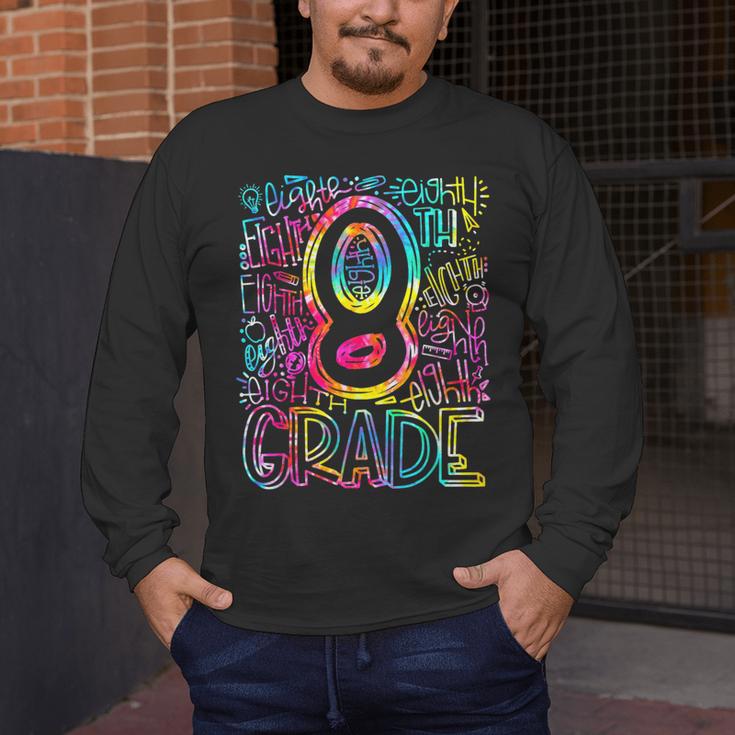 Tie Dye 8th Grade Typography Team Eighth Grade Teacher Men's Long Sleeve T-Shirt, funny design