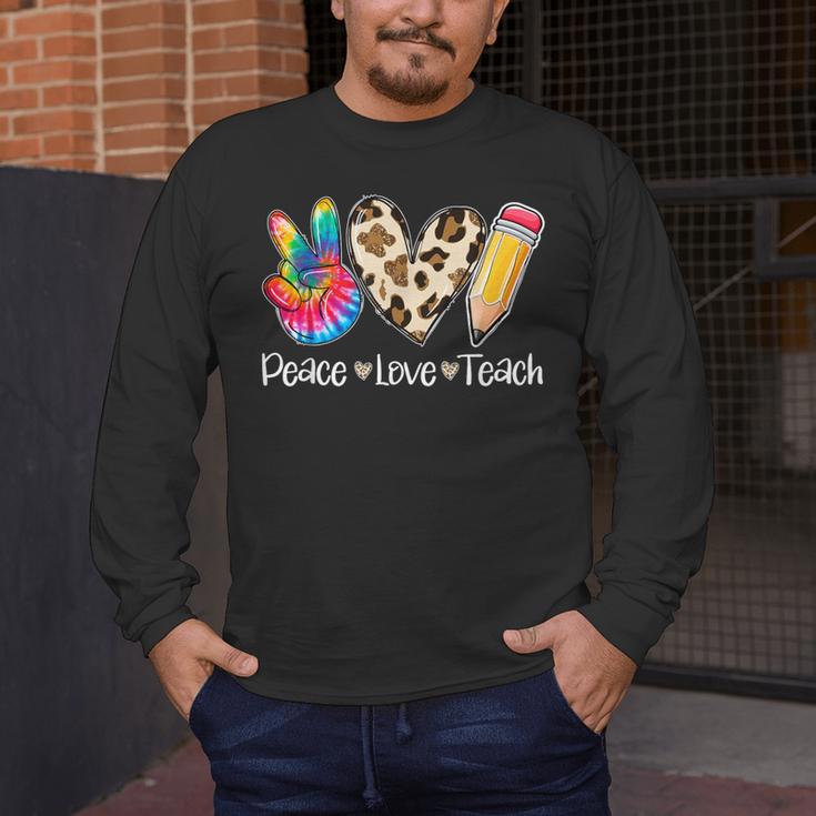 Tie Dye Hippie Peace Love Teach Teacher Appreciation Men's Long Sleeve T-Shirt, funny design