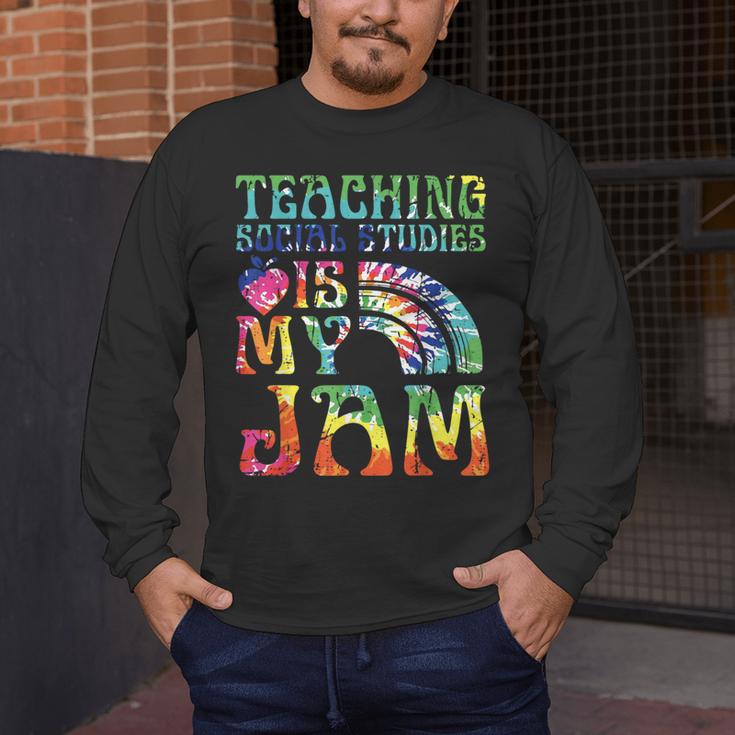 Tie Dye Teaching Social Studies Is My Jam Sunglasses Teacher Men's Long Sleeve T-Shirt, funny design Tie Dye Teaching Social Studies Is My Jam Sunglasses Teacher Men's Long Sleeve T-Shirt, funny design